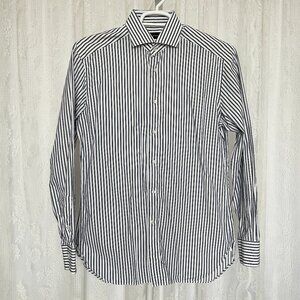 Ermenegildo Zegna Men's Dress Shirt 39/15.5 White Stripe Long Sleeve Button Down